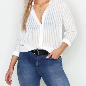 Plus Burn Out Stripe shirt